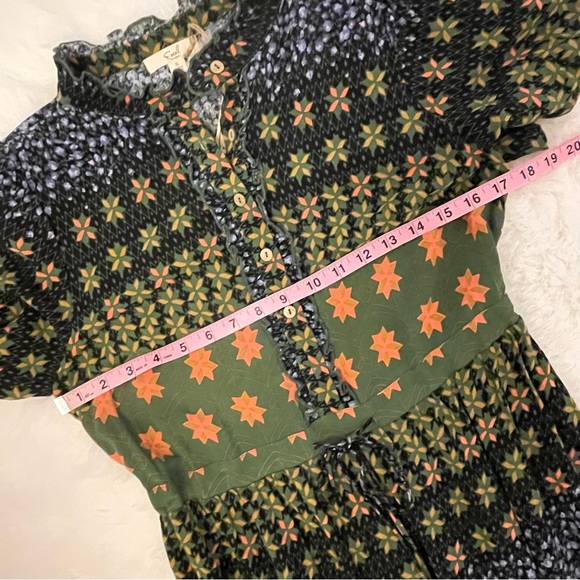 NWT Easel Blue & Green Jewel Tone Floral Patchwork Tiered Long Dress - Picture 7 of 15